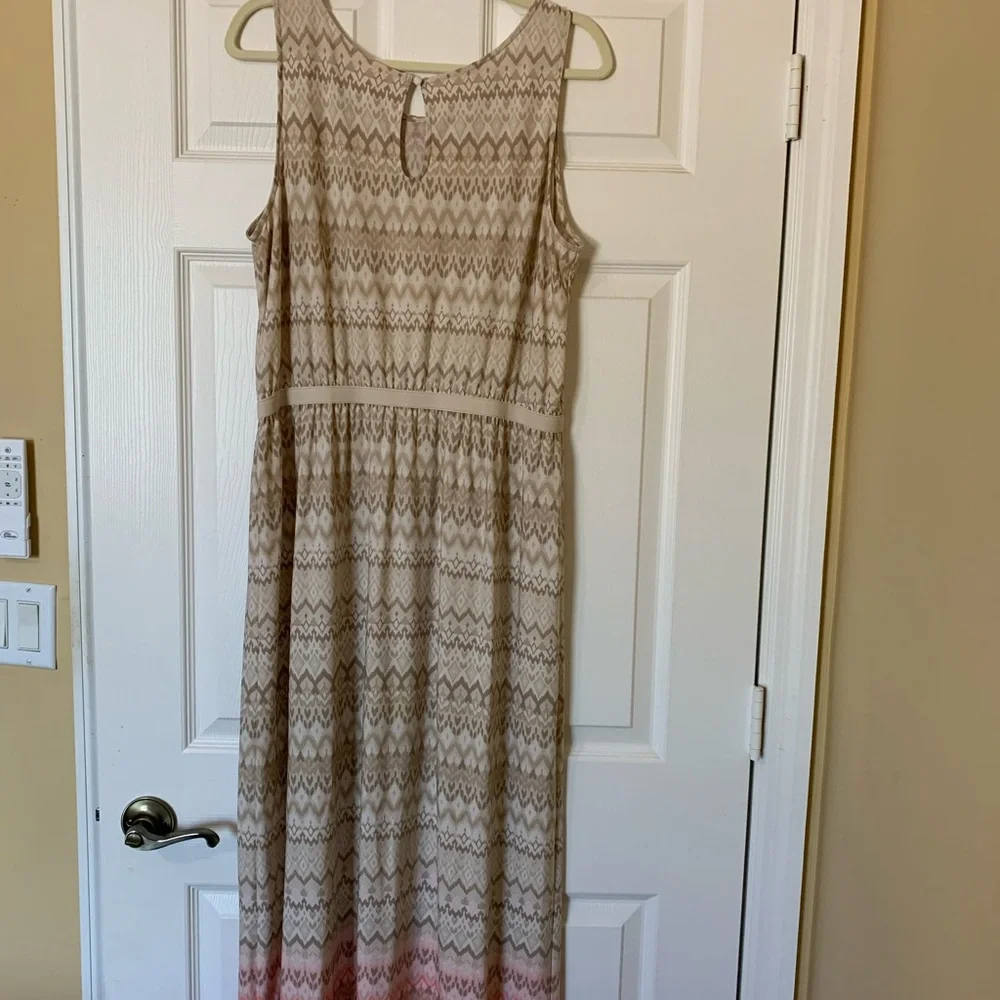 Ruby Rd. Beaded Jeweled Sleeveless Sundress, Tan and Pink, Size‎ Petite Large PL - Picture 3 of 5